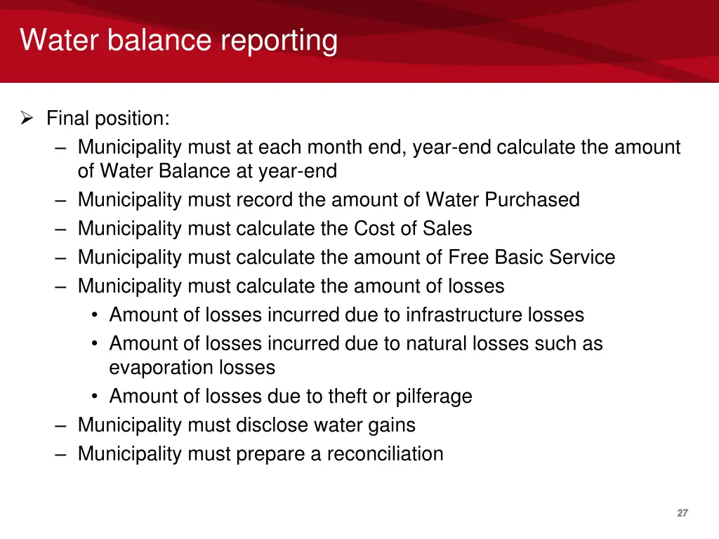 water balance reporting 1