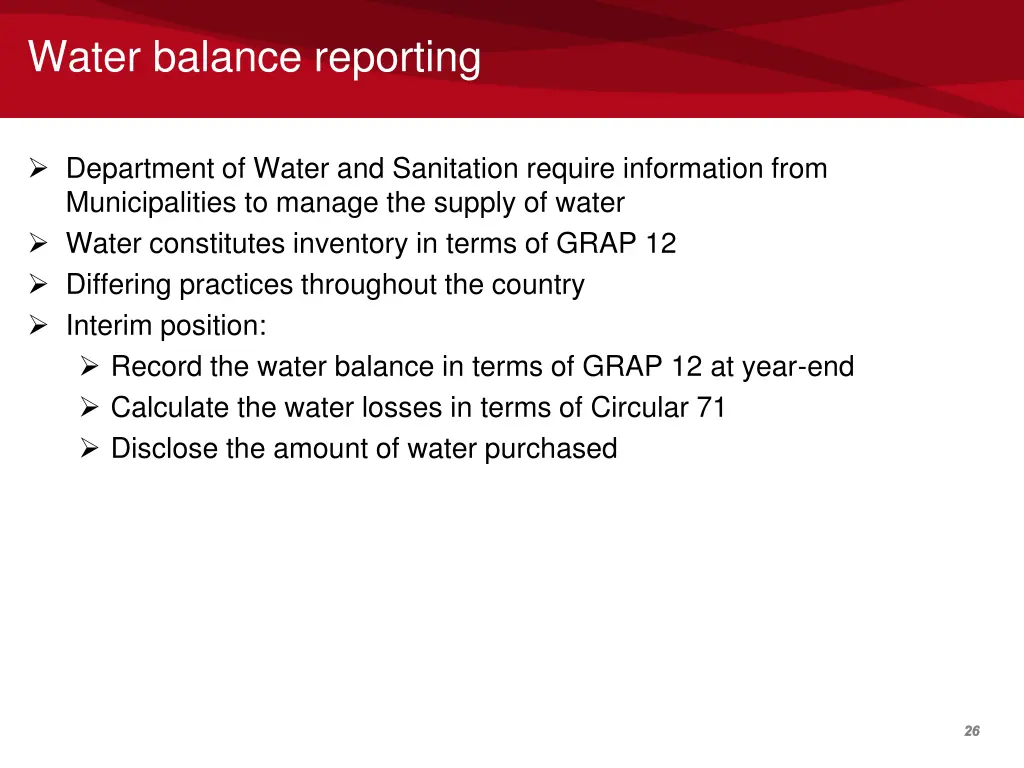 water balance reporting