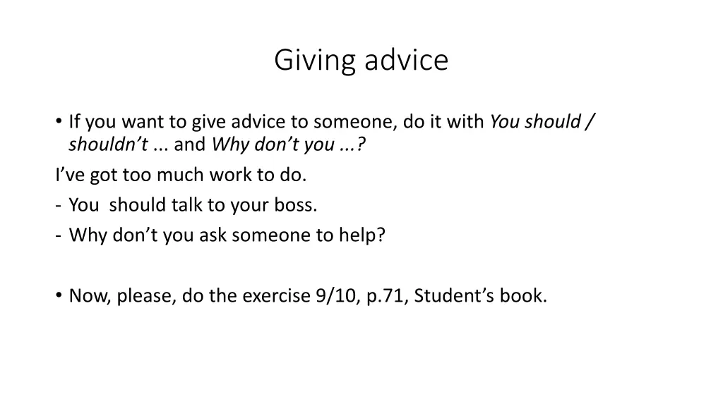 giving advice