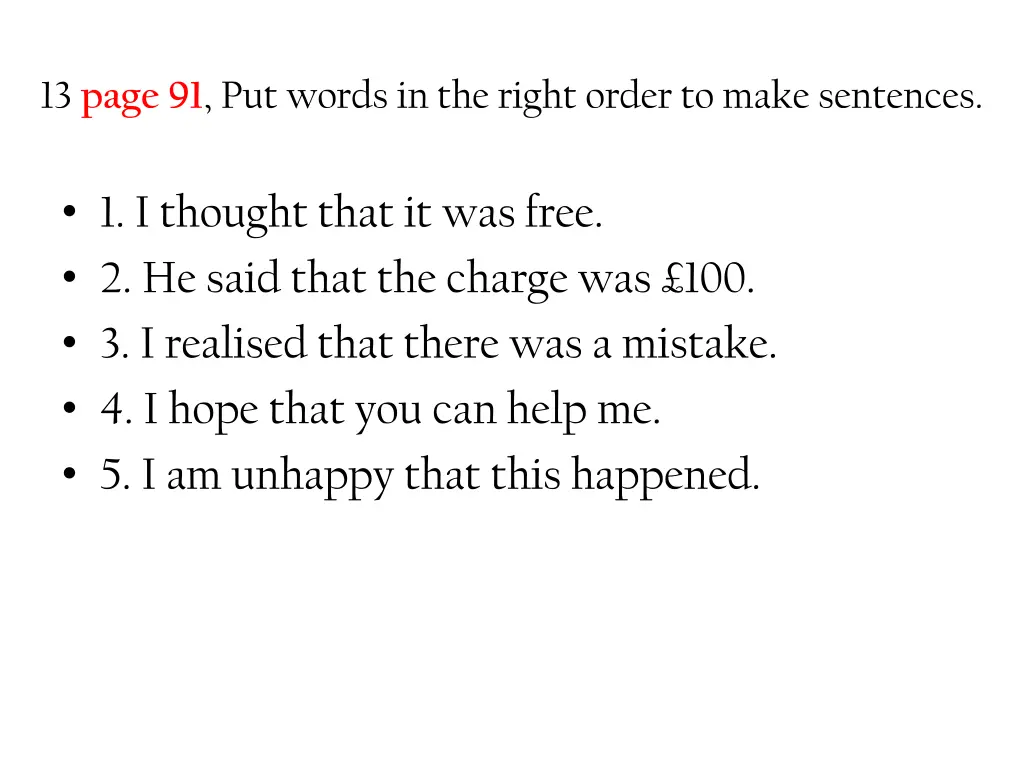 13 page 91 put words in the right order to make 1