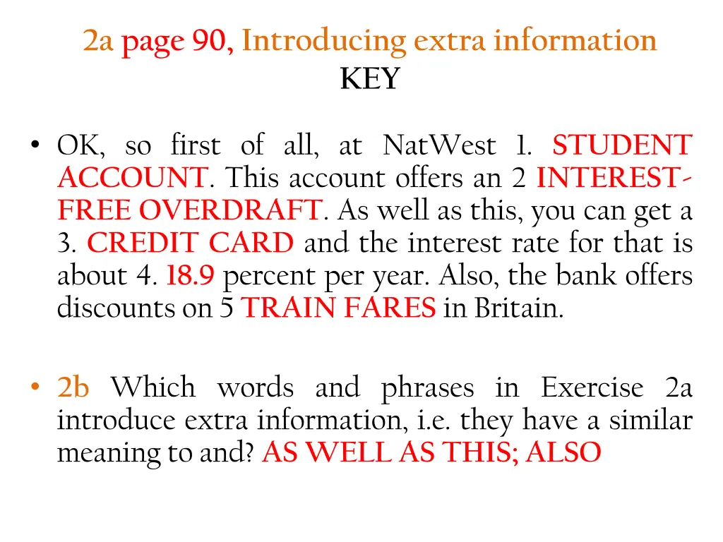 2a page 90 introducing extra information key