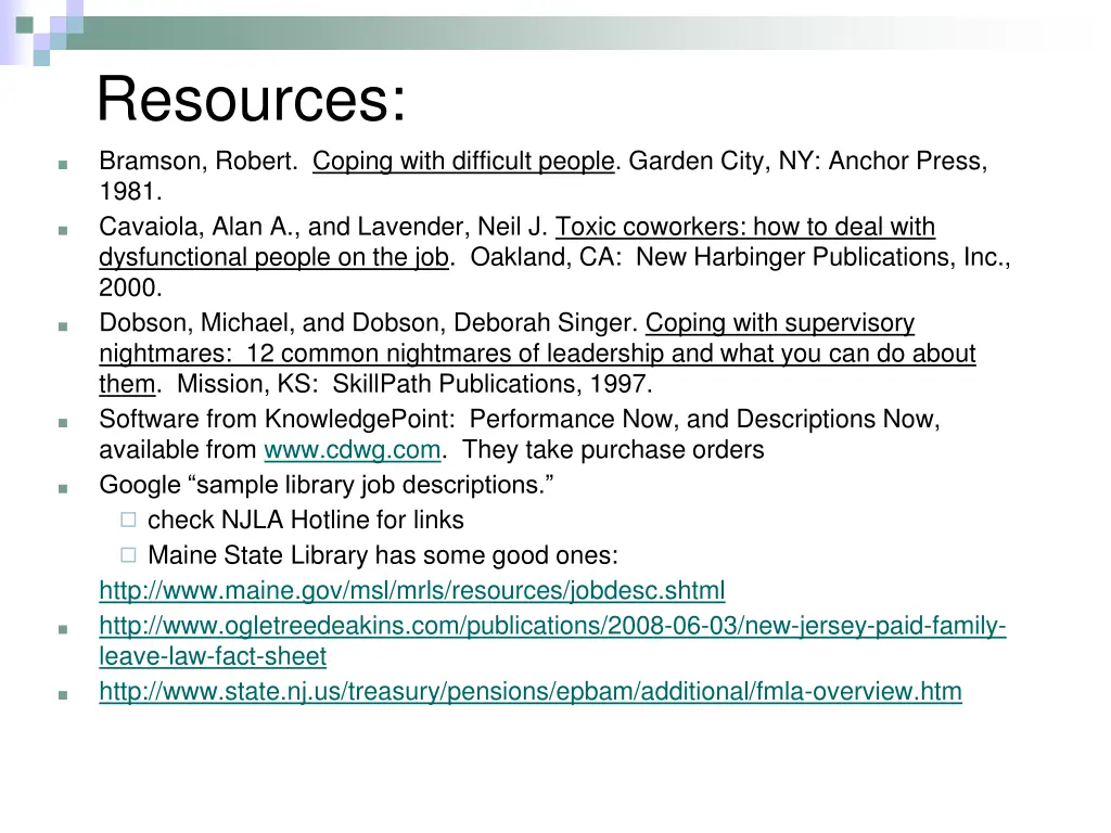 resources bramson robert coping with difficult