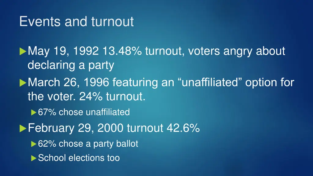 events and turnout
