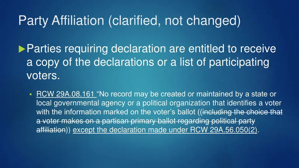 party affiliation clarified not changed