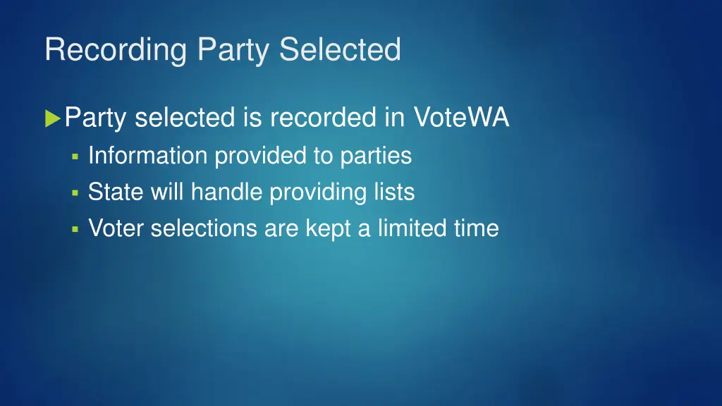 recording party selected