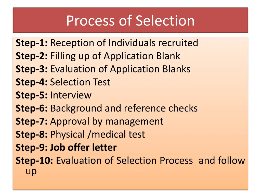 process of selection