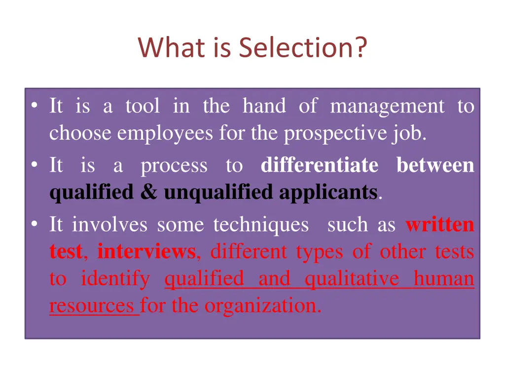what is selection