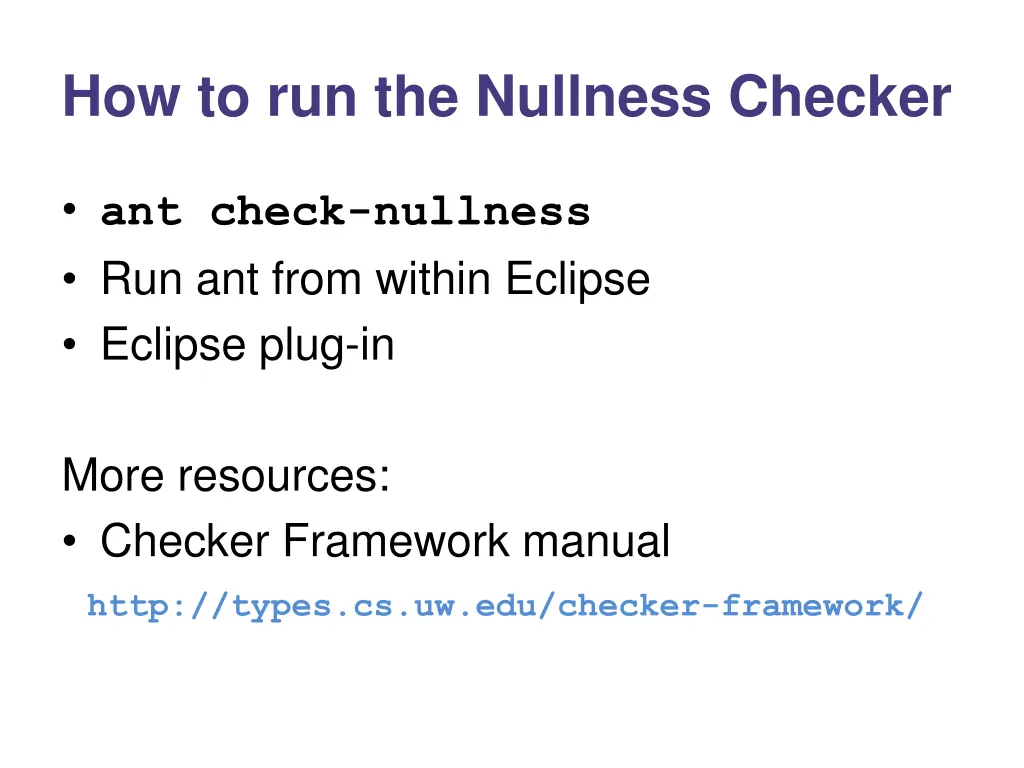 how to run the nullness checker