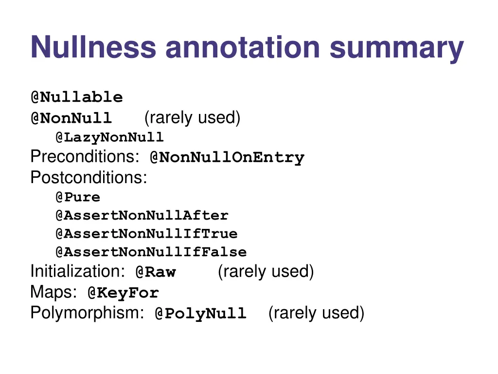 nullness annotation summary