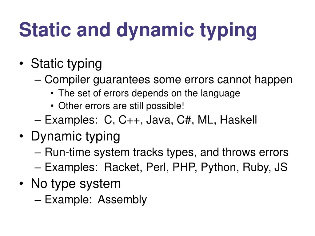 static and dynamic typing