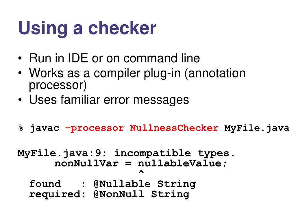 using a checker