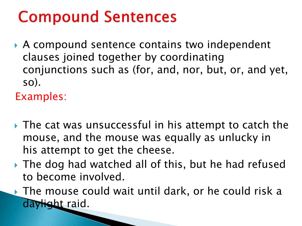 a compound sentence contains two independent
