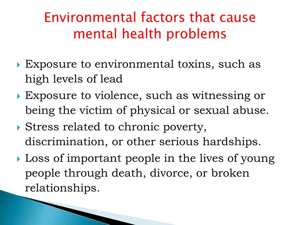 environmental factors that cause mental health