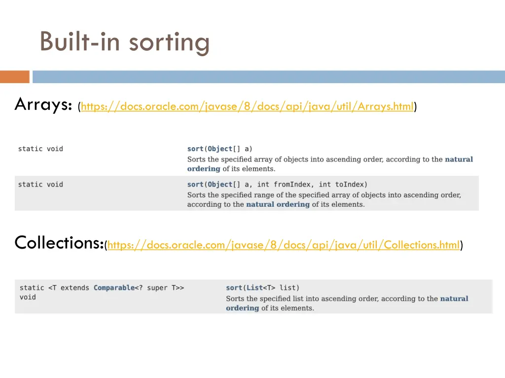 built in sorting