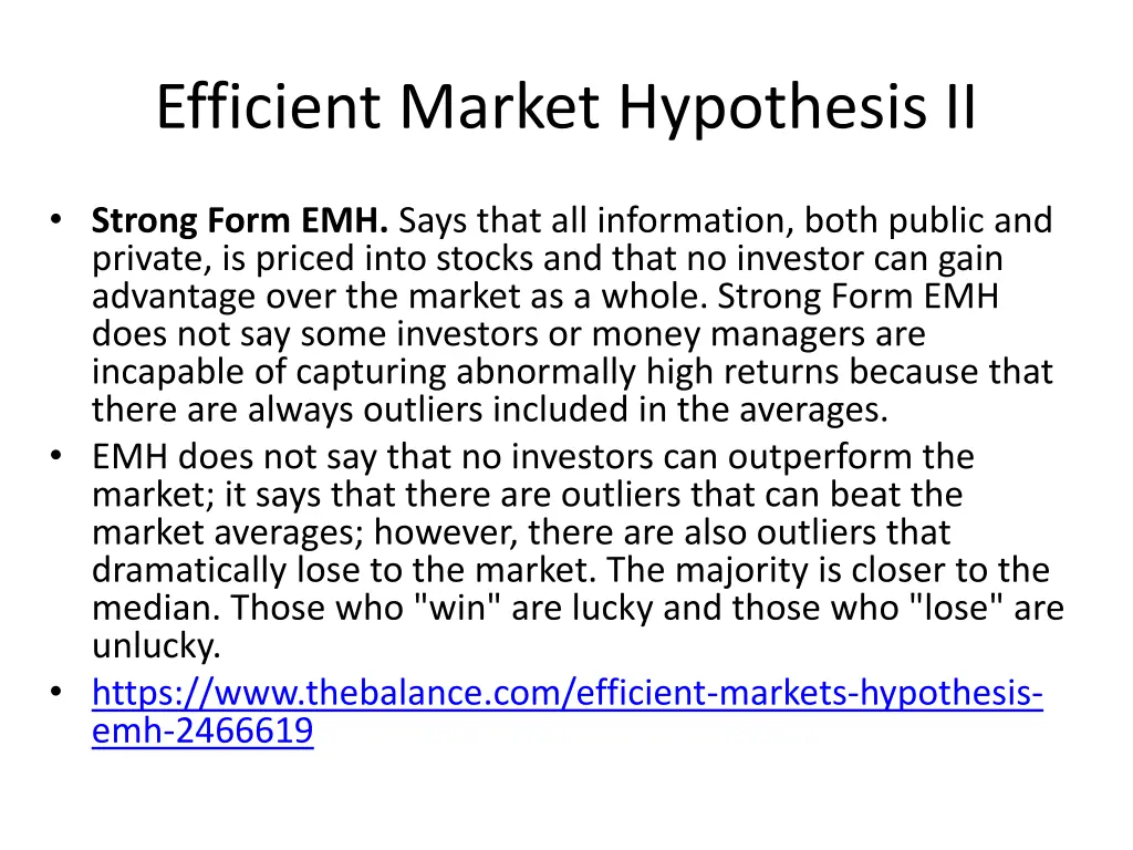 efficient market hypothesis ii