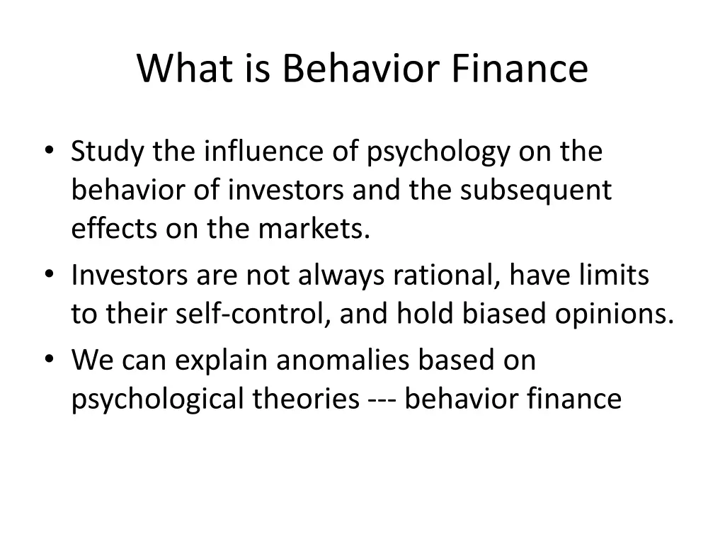 what is behavior finance