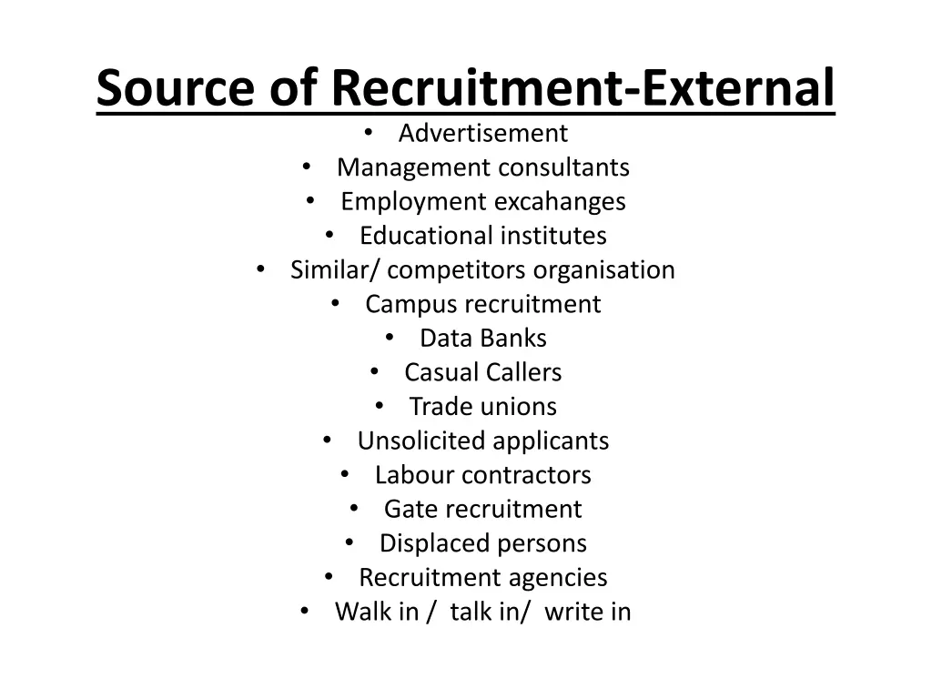 source of recruitment external advertisement