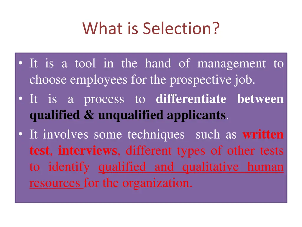 what is selection