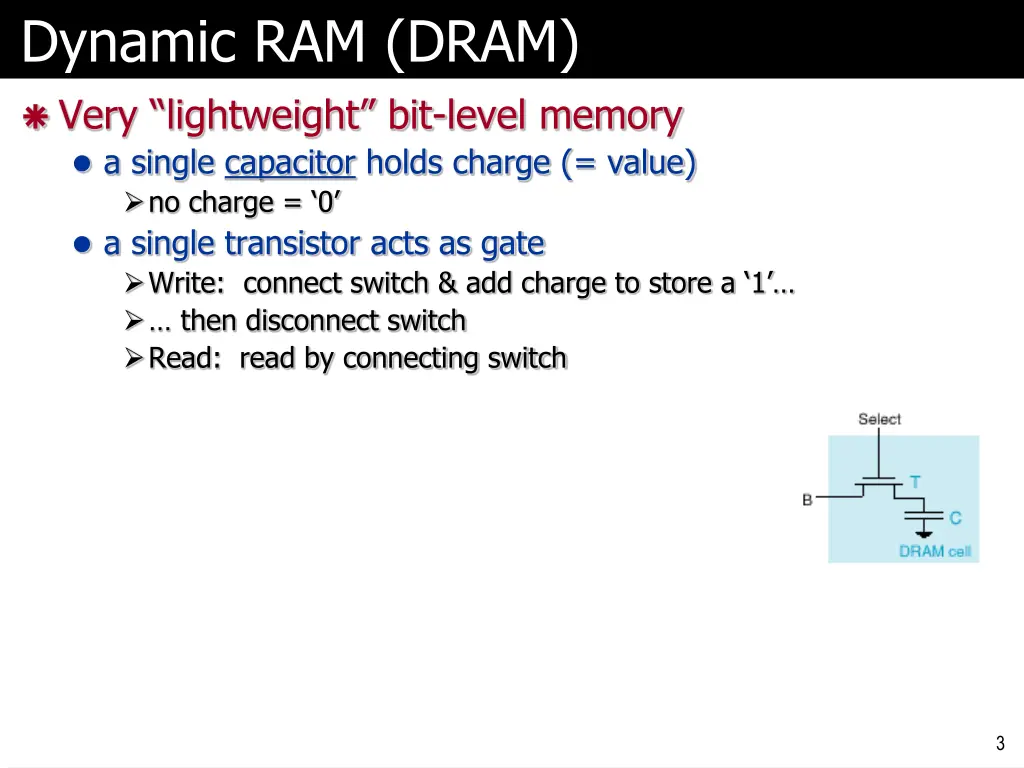 dynamic ram dram very lightweight bit level