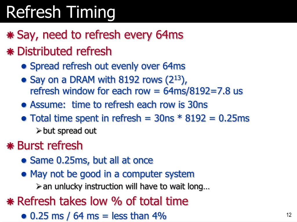 refresh timing