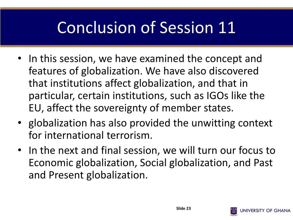 conclusion of session 11