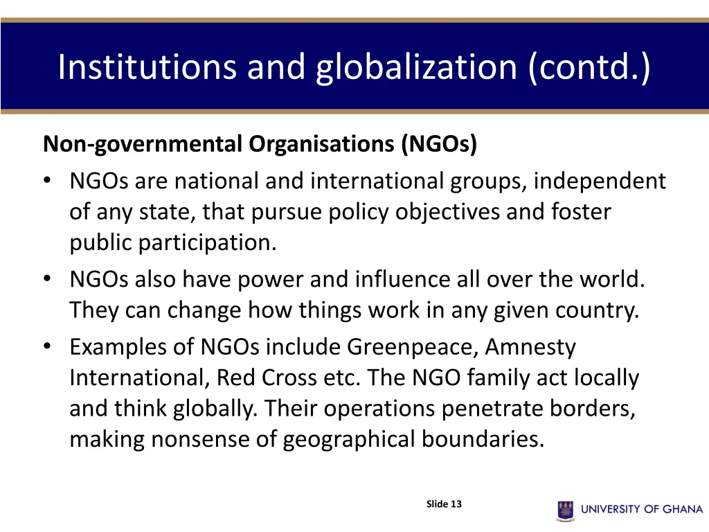institutions and globalization contd