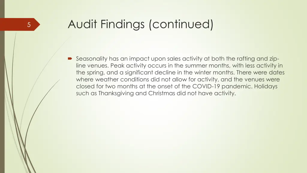 audit findings continued