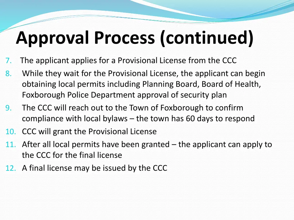 approval process continued