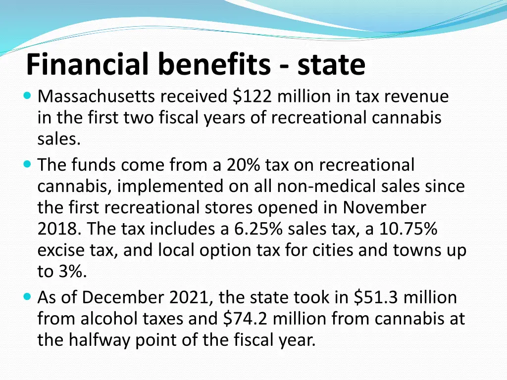 financial benefits state massachusetts received