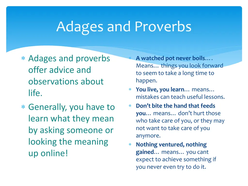 adages and proverbs