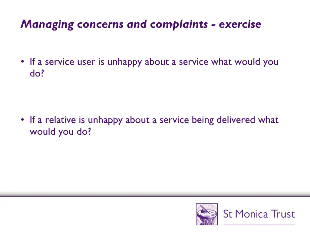 managing concerns and complaints exercise