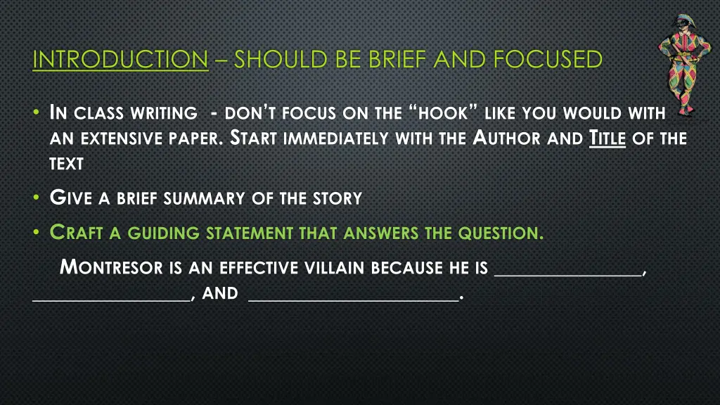 introduction should be brief and focused