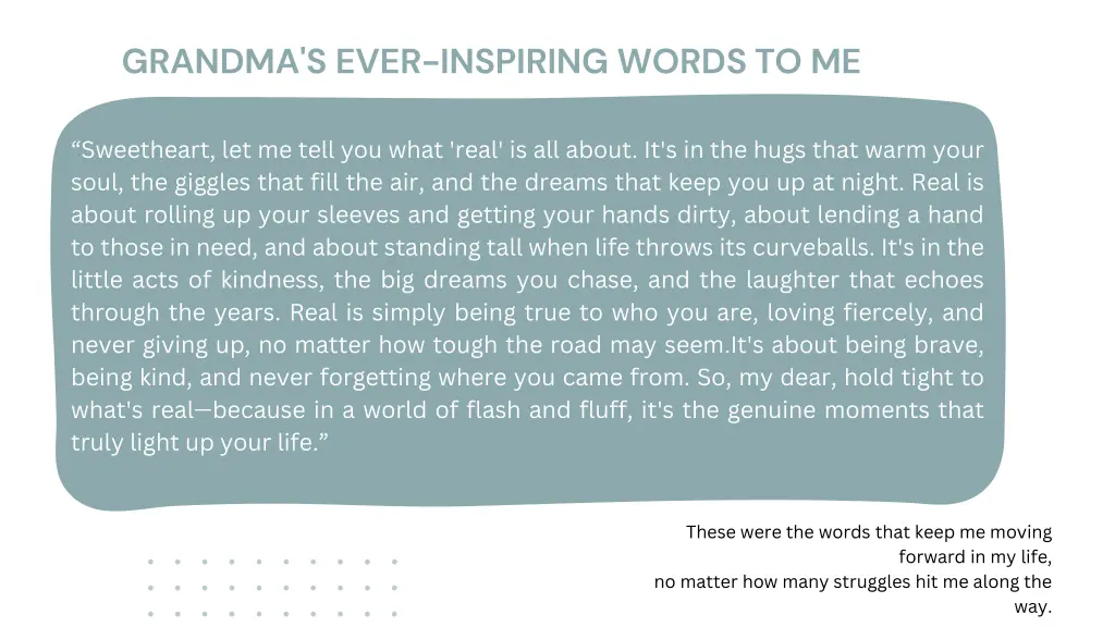 grandma s ever inspiring words to me