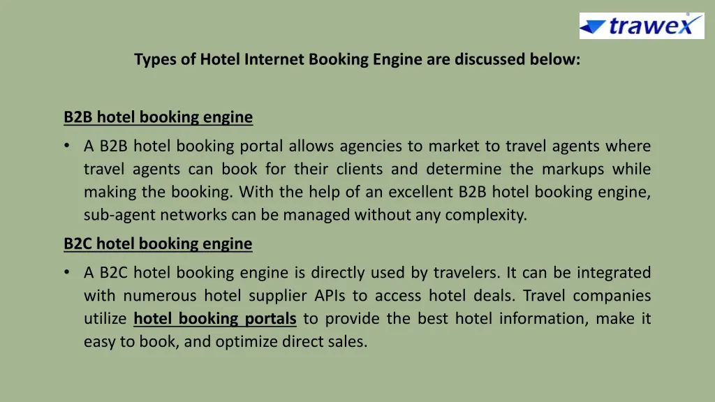 types of hotel internet booking engine