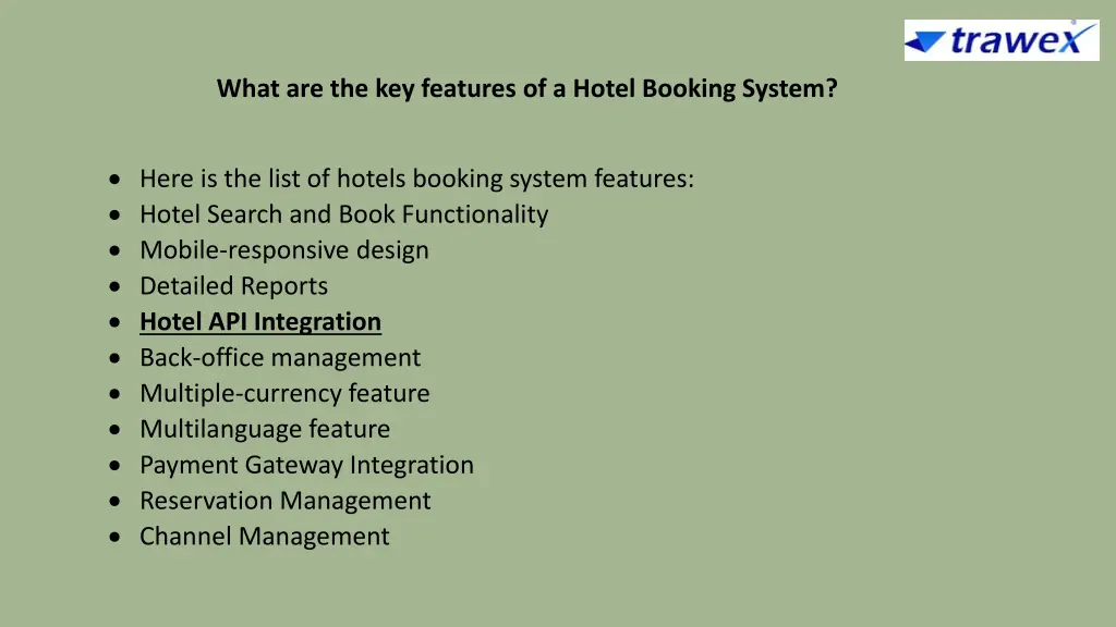 what are the key features of a hotel booking
