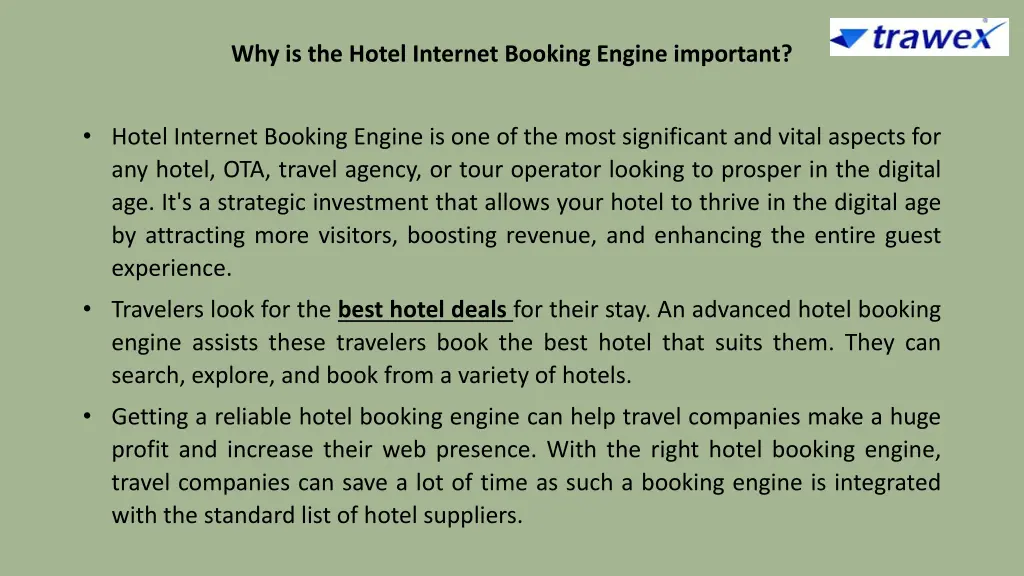 why is the hotel internet booking engine important