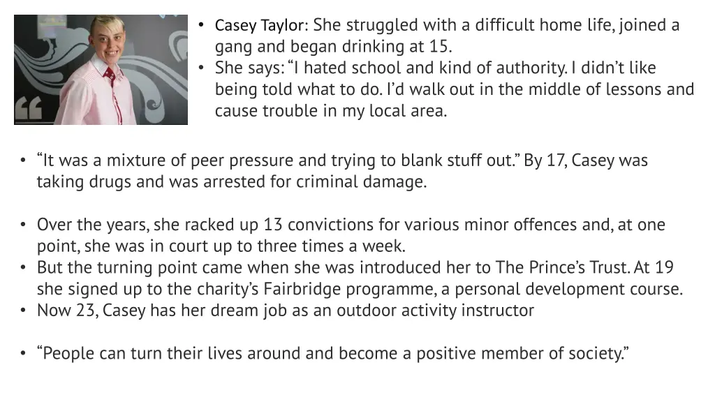casey taylor she struggled with a difficult home