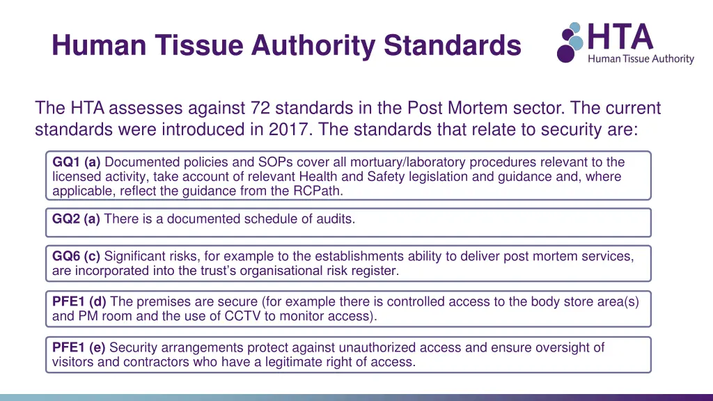 human tissue authority standards
