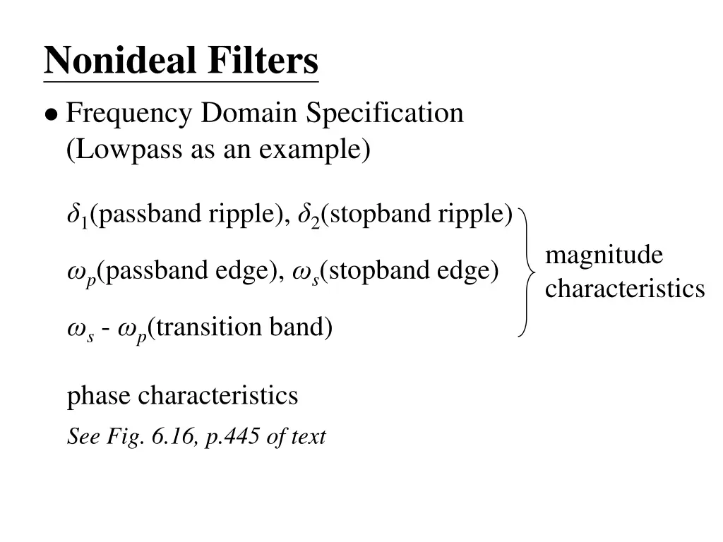 nonideal filters