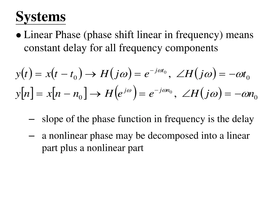 systems linear phase phase shift linear