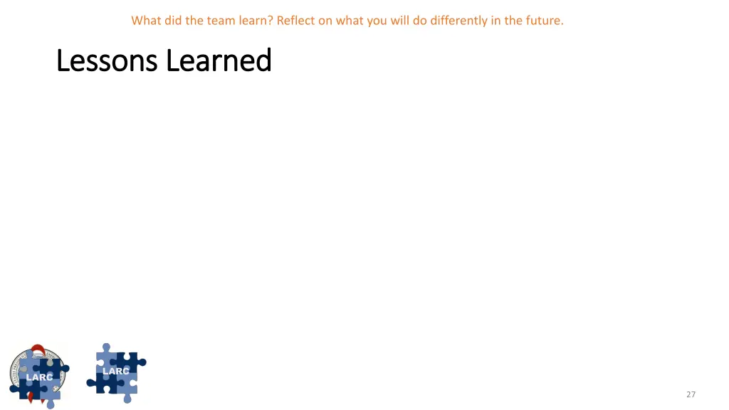 what did the team learn reflect on what you will
