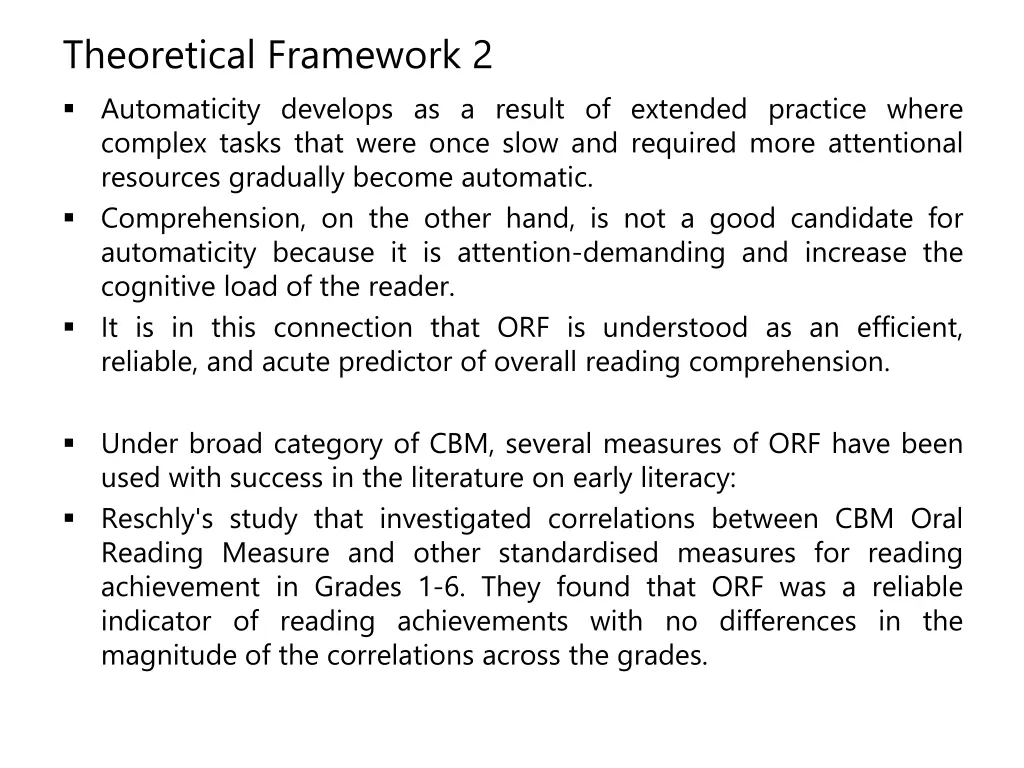 theoretical framework 2 automaticity develops