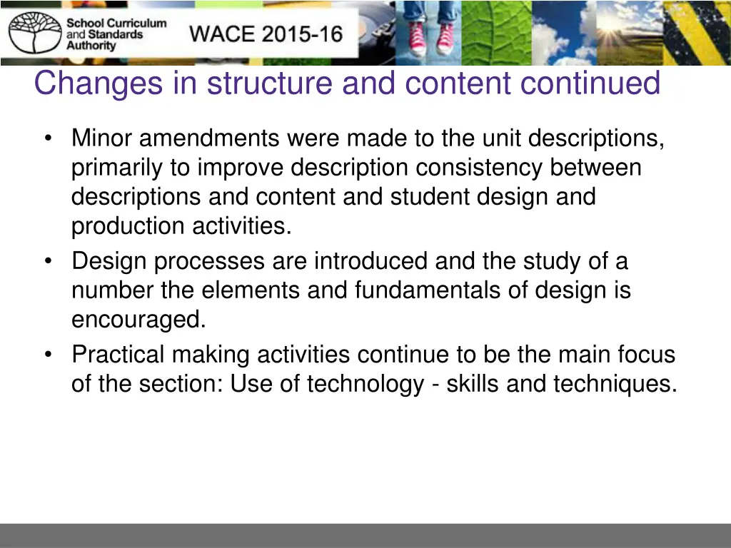 changes in structure and content continued