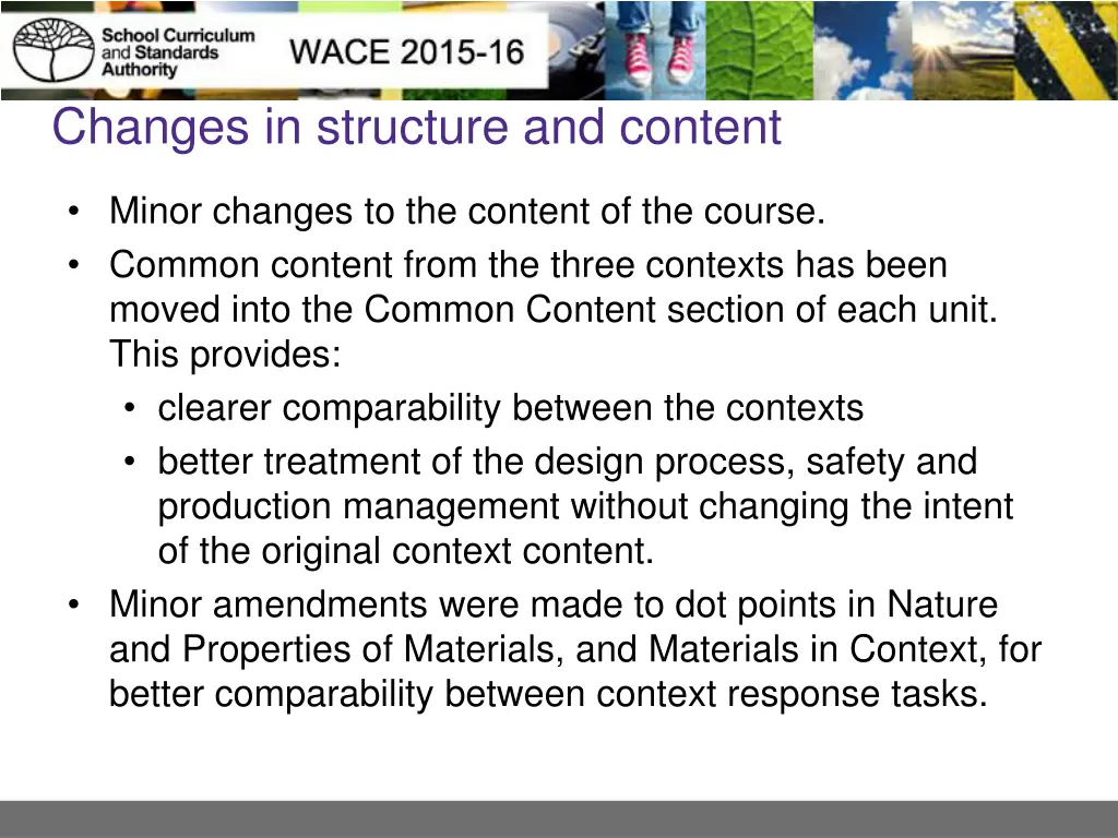 changes in structure and content