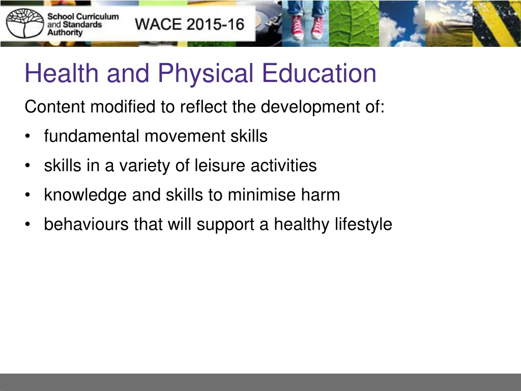 health and physical education content modified