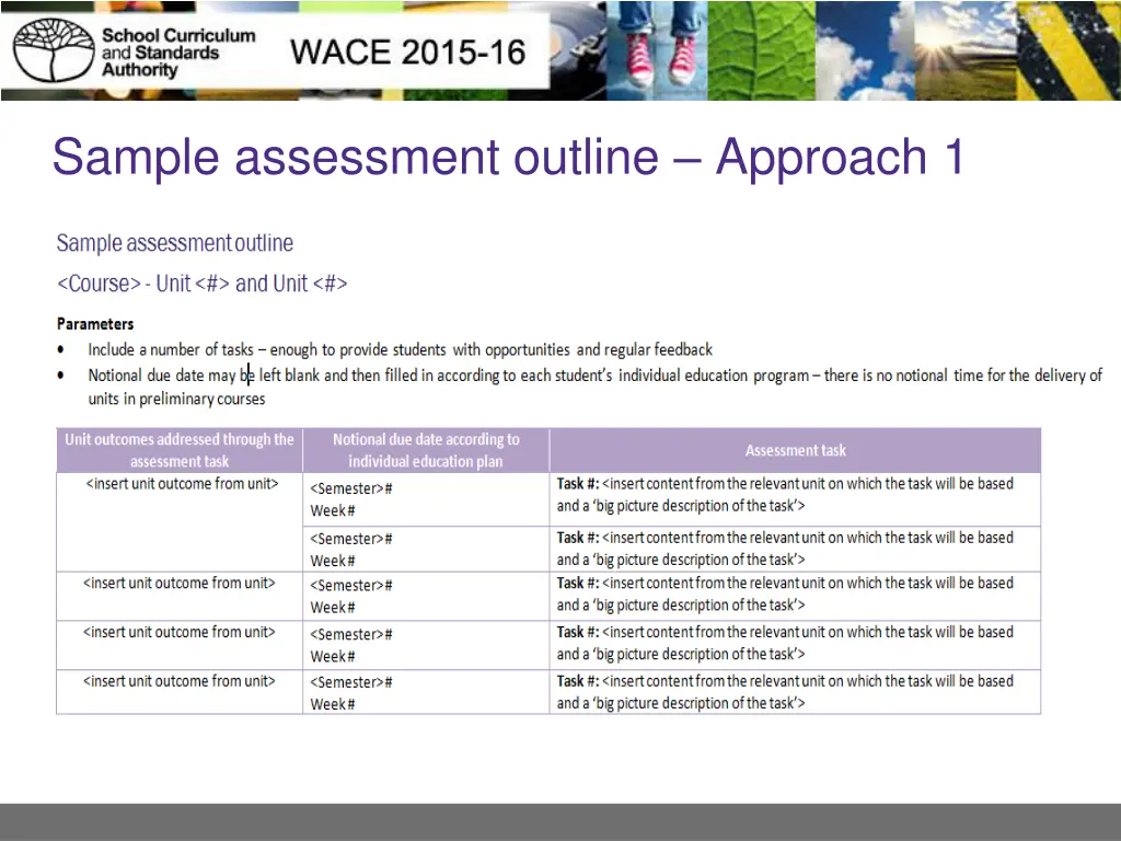 sample assessment outline approach 1