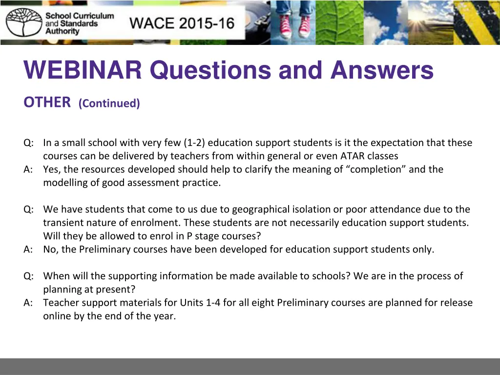 webinar questions and answers 1