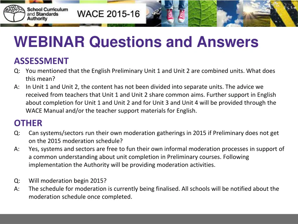 webinar questions and answers