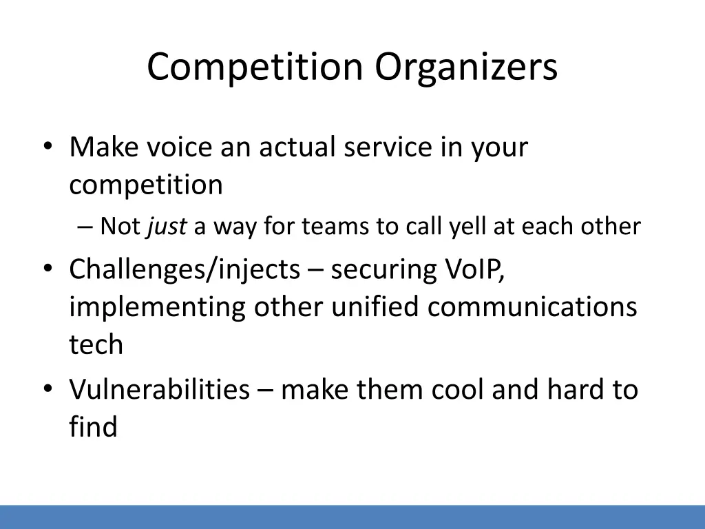 competition organizers