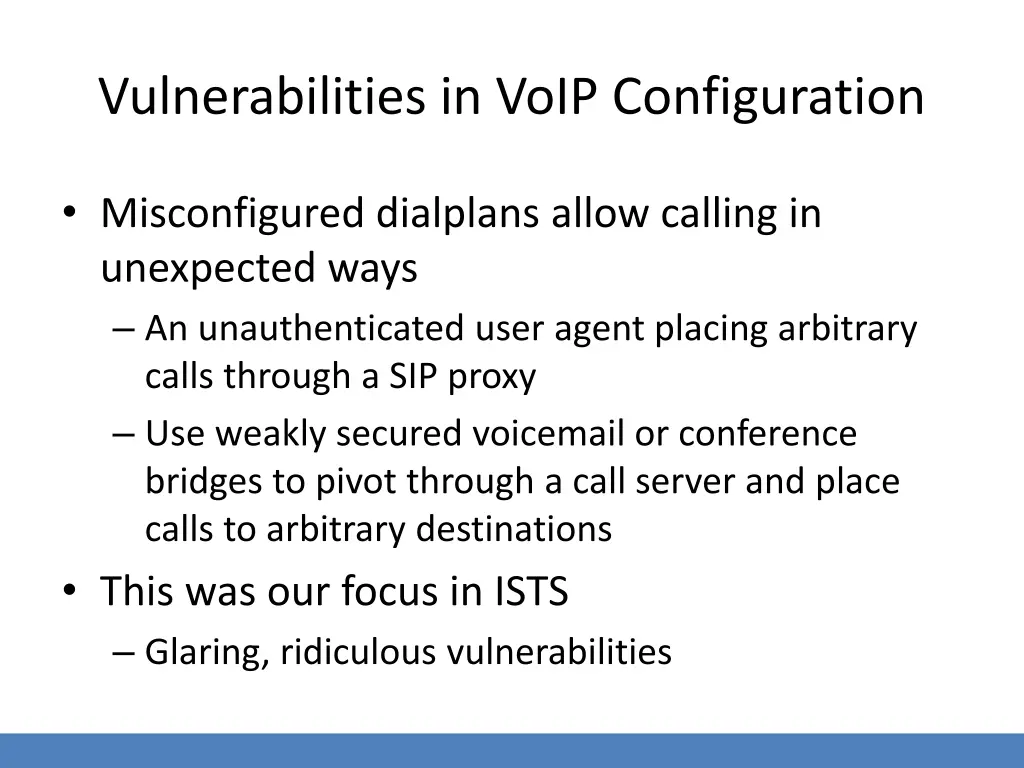 vulnerabilities in voip configuration